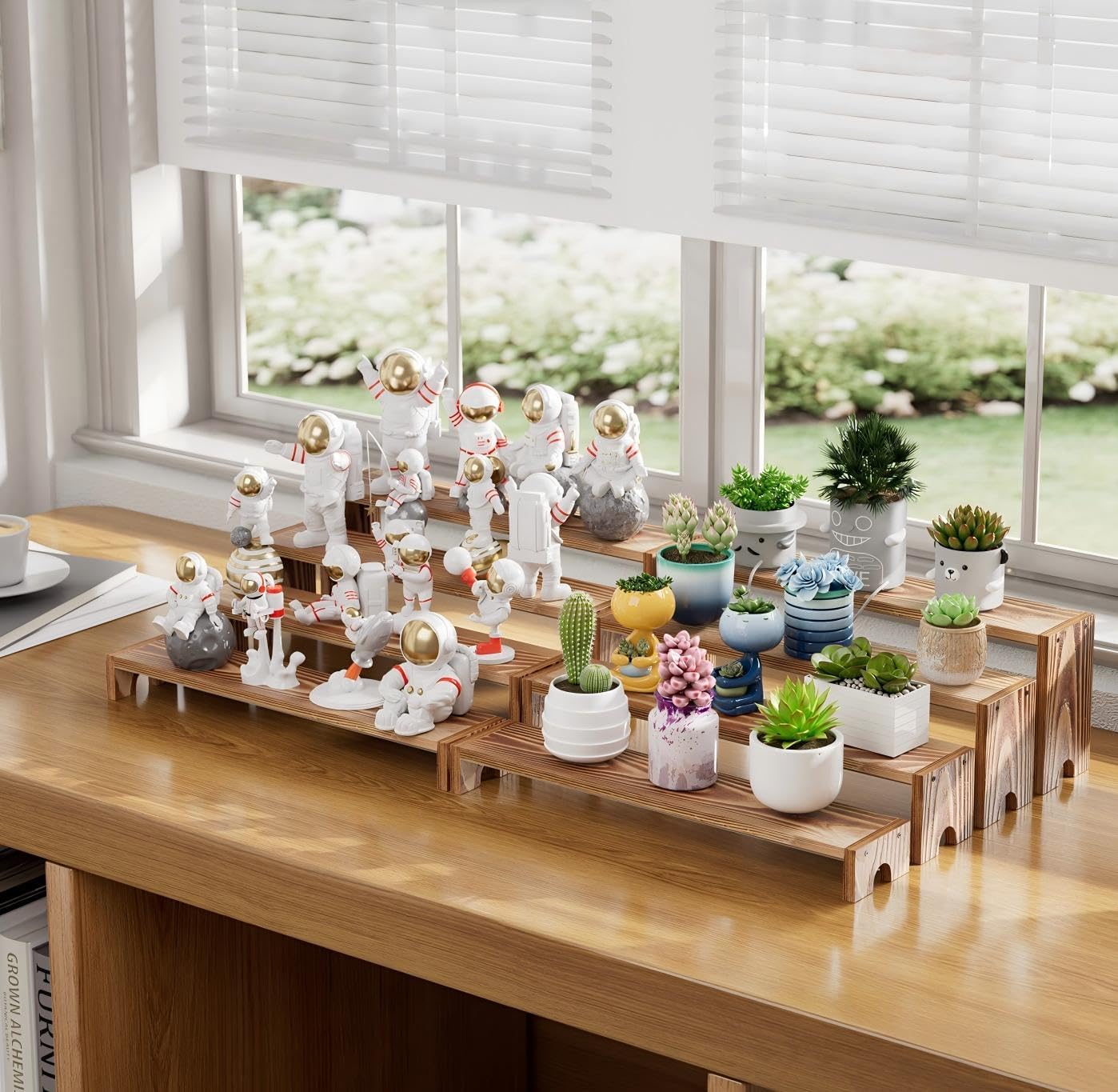 14 Inch Large Wooden Tiered Riser Display Stands, 2 Set Stackable Wooden Cupcake Stand Dessert Table Display Set,Tiered Shelf Organizer,Display Stands Shelf,Vendor Booth Display Items for Vendor Events - Image 7