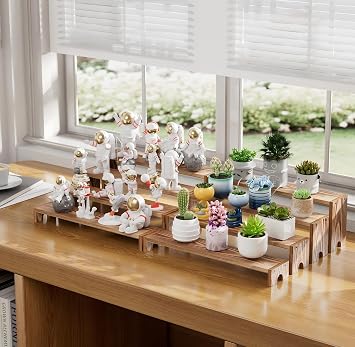 14 Inch Large Wooden Tiered Riser Display Stands, 2 Set Stackable Wooden Cupcake Stand Dessert Table Display Set,Tiered Shelf Organizer,Display Stands Shelf,Vendor Booth Display Items for Vendor Events