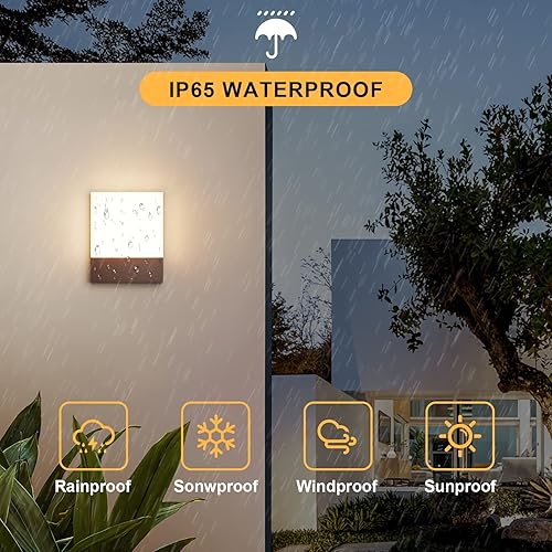 Vista 13 de Paquete de 2 lámparas LED modernas de pared para exteriores, 24W 3000K pared porche y patio, IP65 LED de pared exterior, aplique de pared de perfil