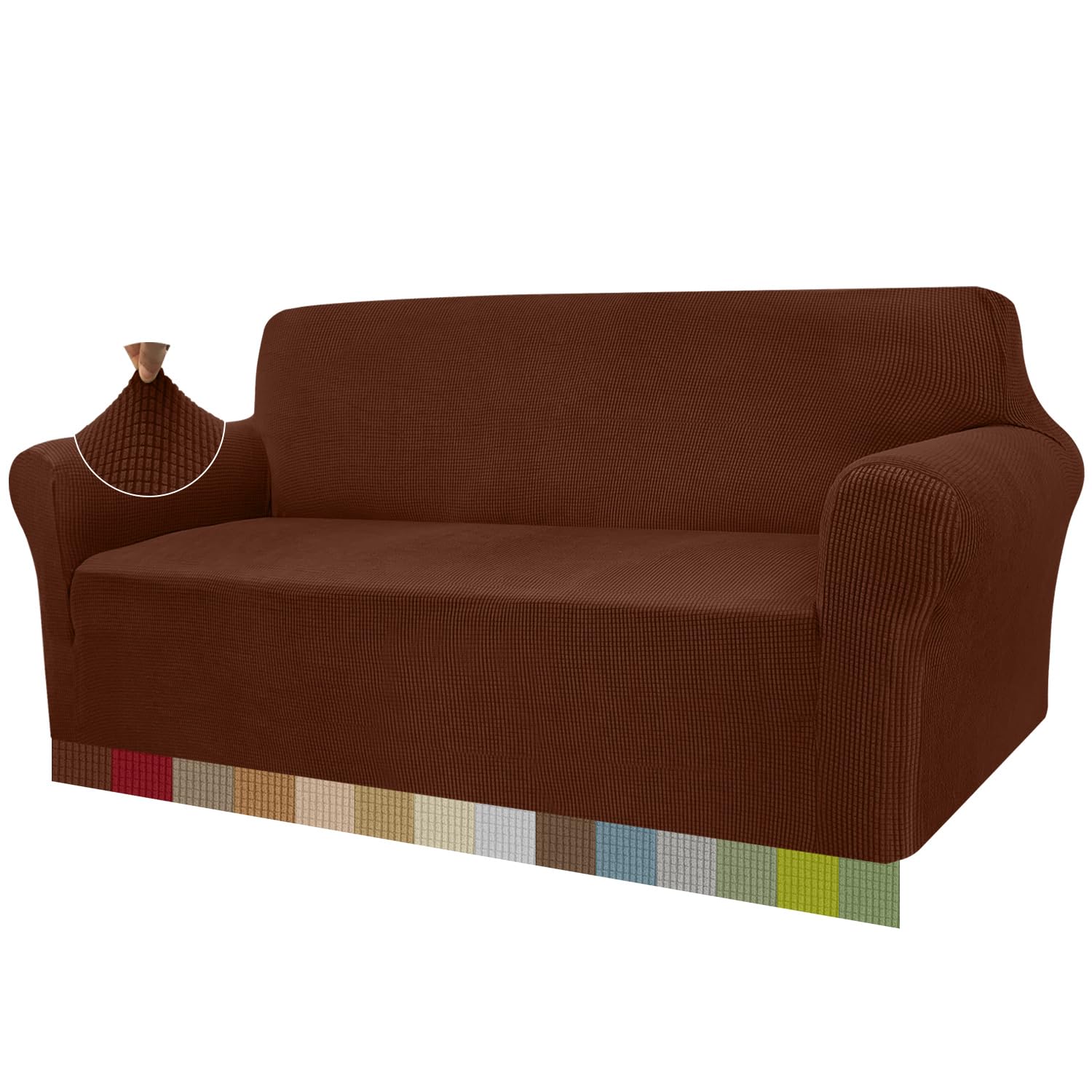 Granbest, copridivano Elasticizzato ad Alta Elasticità, Moderno Jacquard, copridivano Elastico per Soggiorno, Protezione per Cani e Animali Domestici (3 posti, caffè)