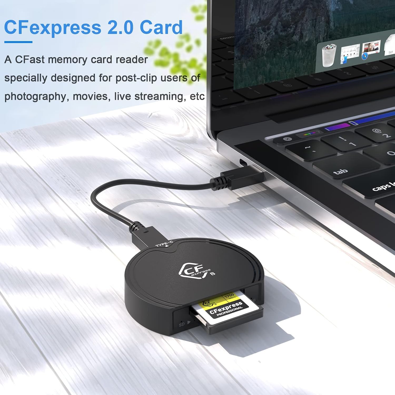 CFexpress Type B,USB 3.2 Gen 2 Cfexpress Type B and SD UHS-II Reader,SD 4.0 Card Reader 10 Gbps CF Express Card Adapter with Thunderbolt 3 Portable CFexpress Reader for Android/Windows/Mac OS/Linux