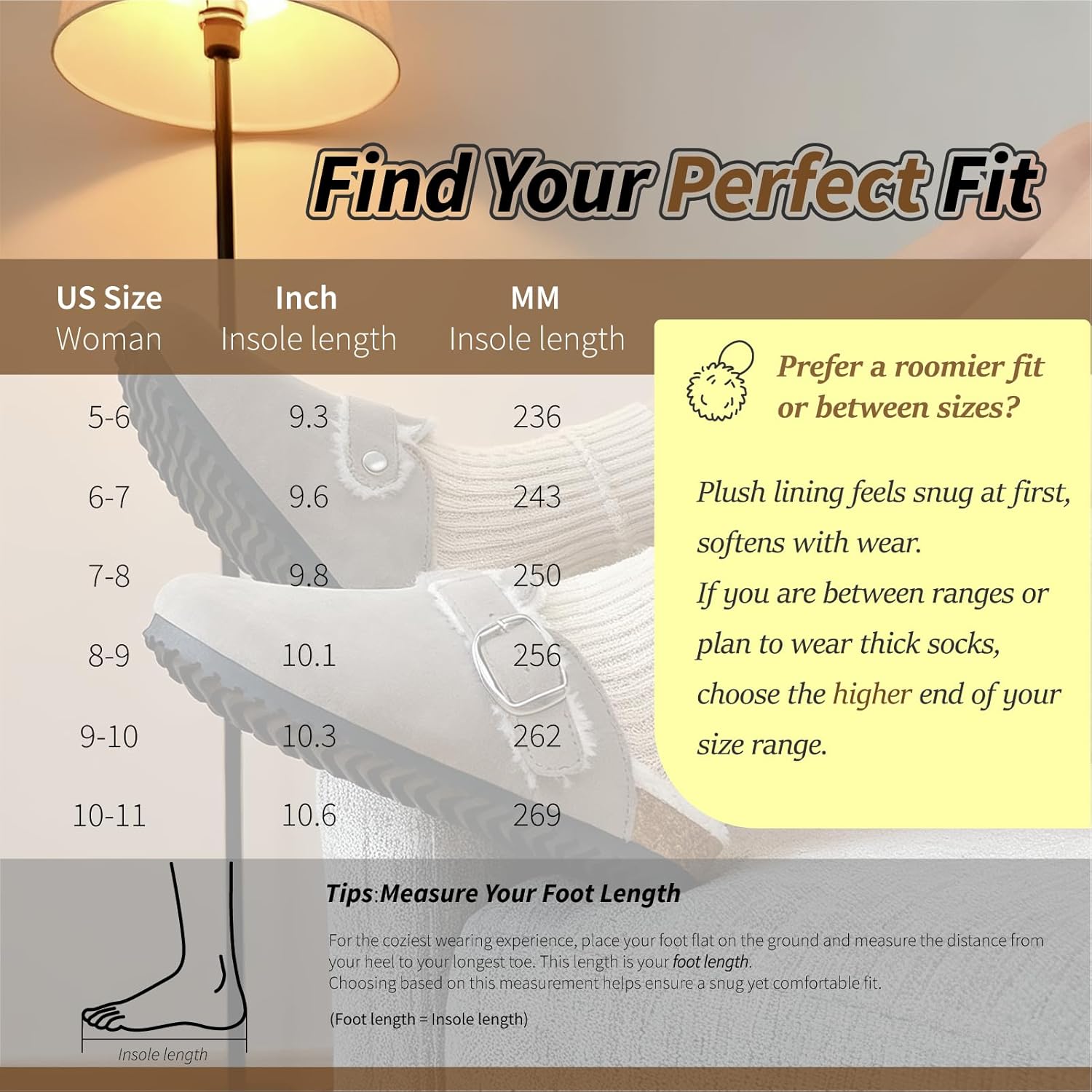 Sweechee Women's Cork Footbed Clogs with Soft Fur Lining, Comfortable Shearling Slippers Women's for Winter - Image 7