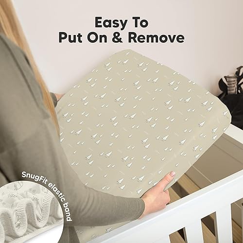 Vista 240 de KeaBabies - Juego de 2 sábanas orgánicas, unisex, suaves, 52 x 28 pulgadas, diseño neutro, de algodón jersey transpirable, con estampados adorables