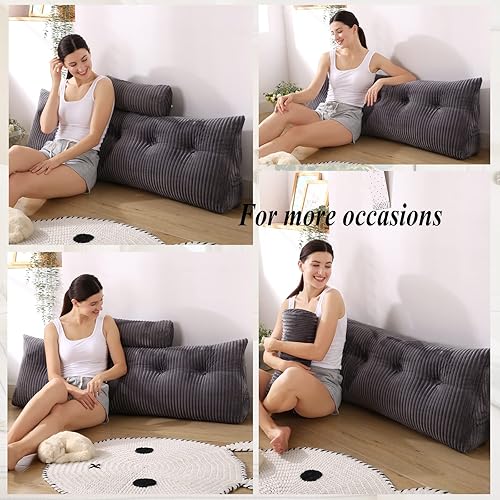 Miniatura 5 de Gpround Almohadas de cuña para cabecero + almohada enrollable, almohada de cuña para cabecero, cojín grande para descansar en cama, almohadas de