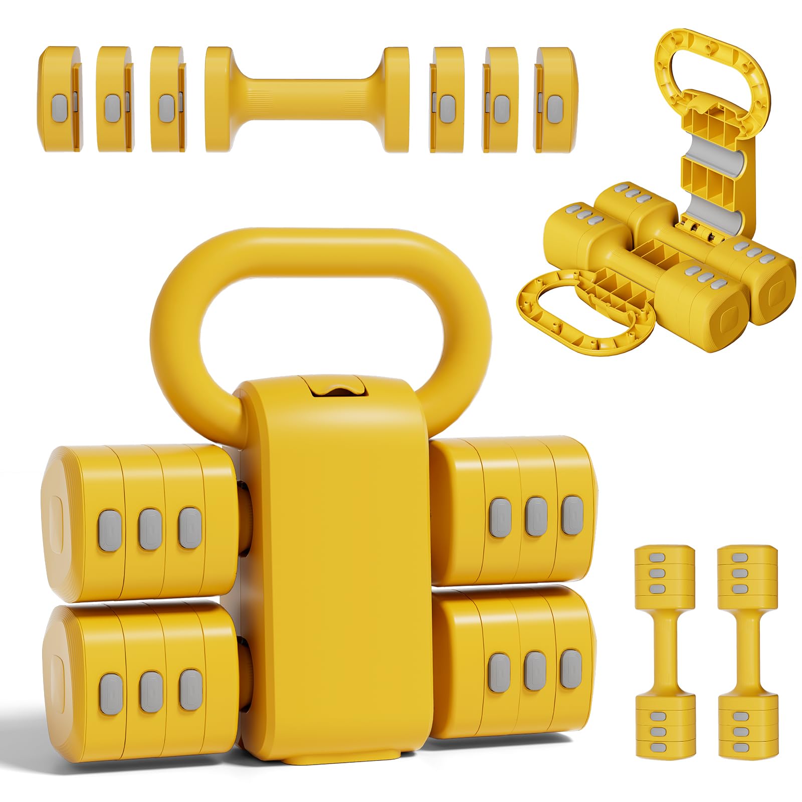 Pink Dumbbell Set for Women - Adjustable Kettlebell Weights Set 4-in-1 Hand Weights 2 2-12 1lbs Free Weights