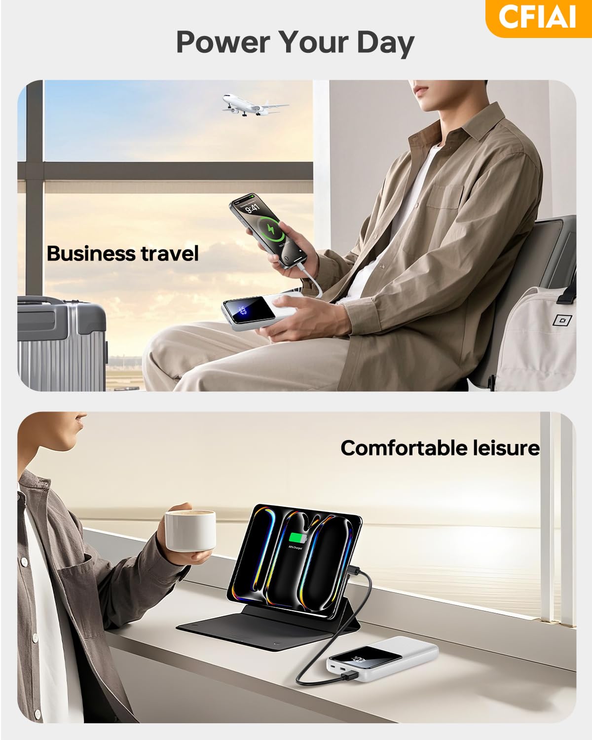 Portable Charger Power Bank - 15,000mAh Battery Pack Portable Phone Charger with Built in Cable 22.5W Fast Charging Powerbank Compatible with iPhone Android Samsung Phone, Travel Camping Essential