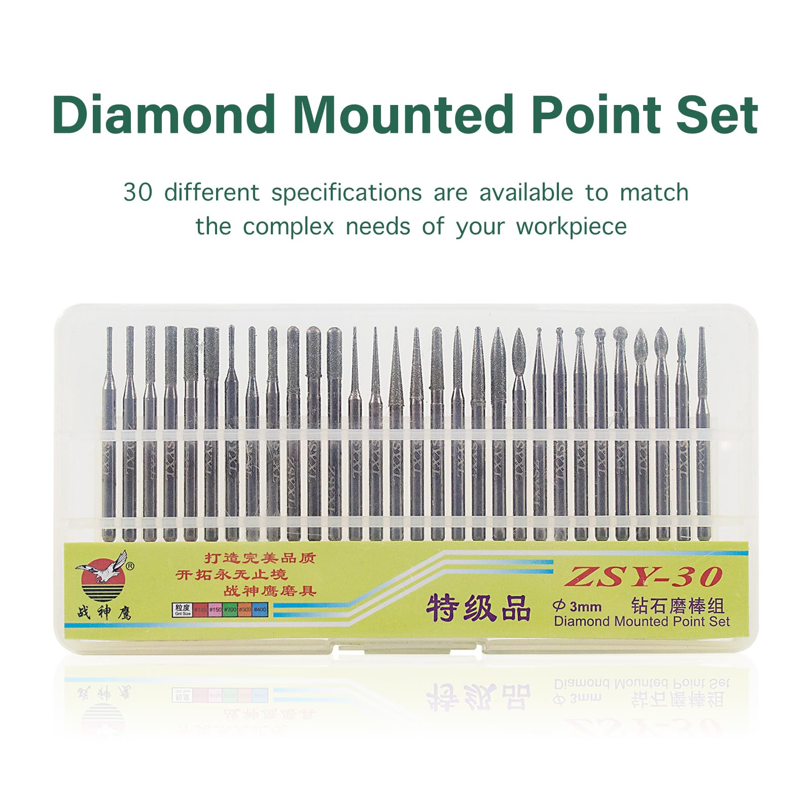 Diamond Grinding Burrs - 30 Pcs Set for Dremel -6