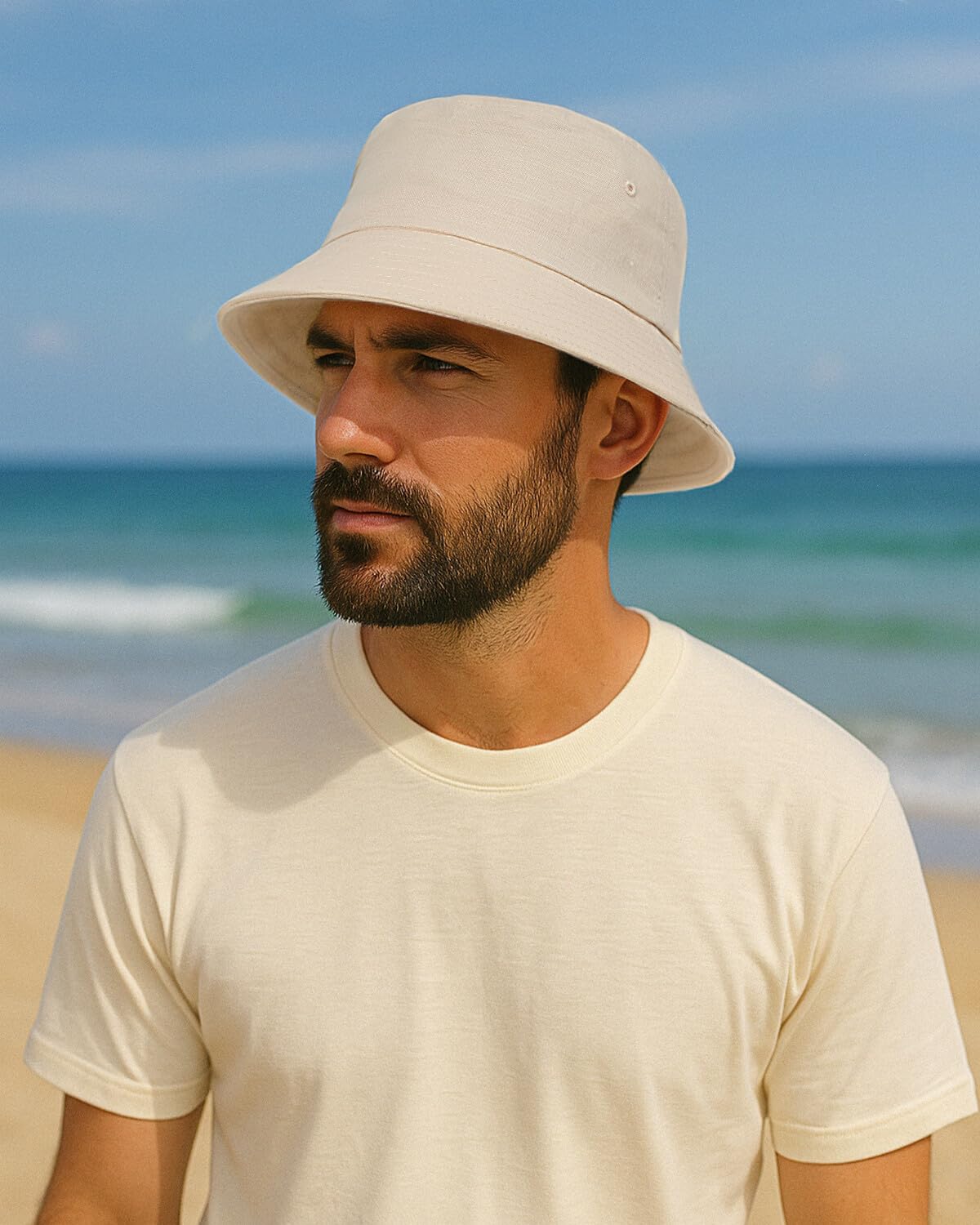 Zylioo S/M/L/XL/XXL Chapeau bob en lin pour grandes têtes, chapeau de pêche respirant