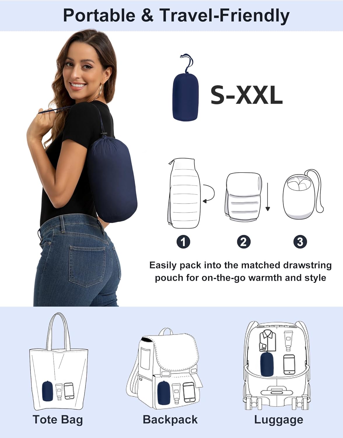 ROYAL MATRIX Packable Puffer Jacket for Women Lightweight Hooded Quilted Long Travel Puffer Coat - Image 5