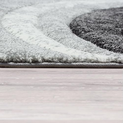 Miniatura 4 de Paco Home Alfombra de área gris y blanca para sala de estar, diseño abstracto moderno, tamaño 2' x 3'7"