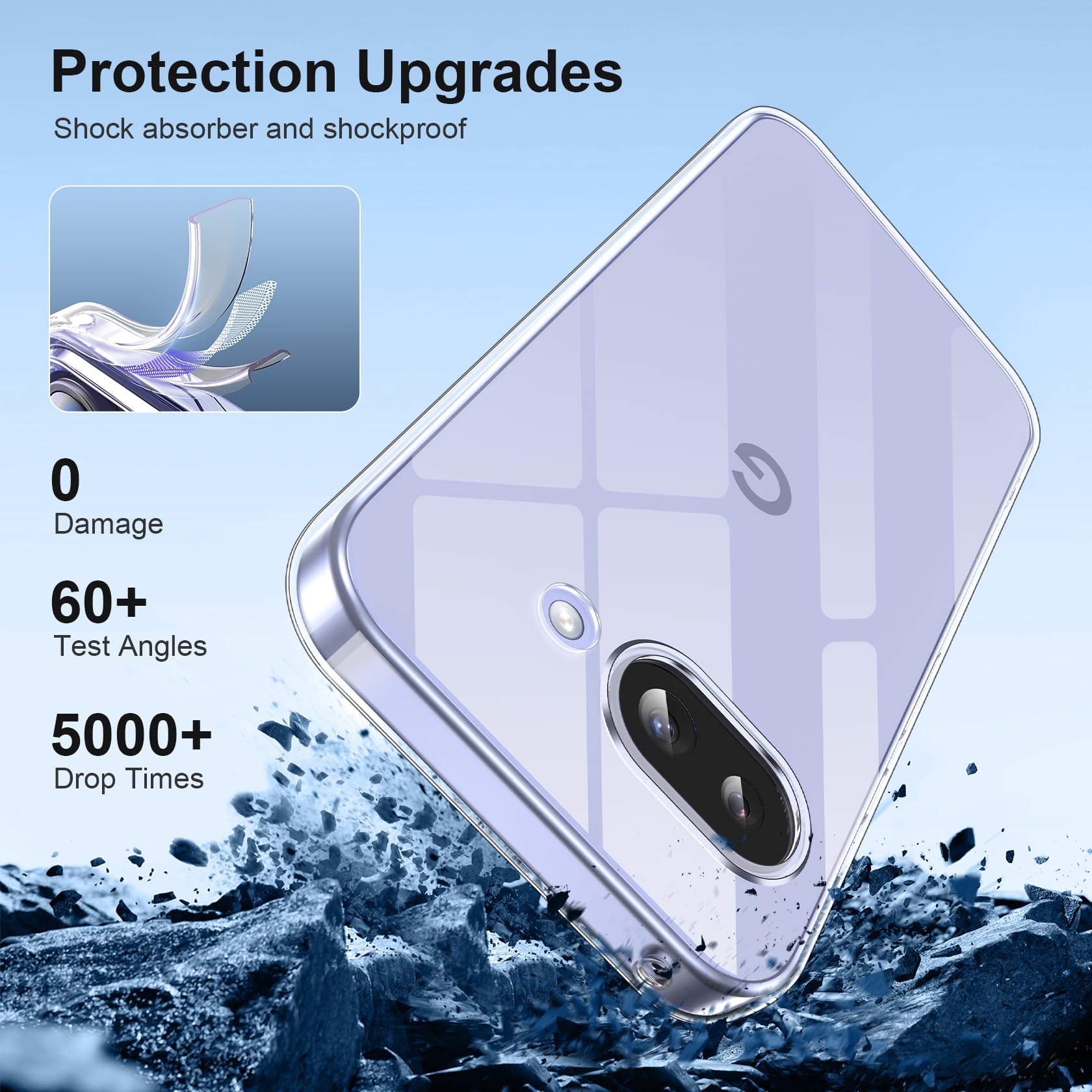 FLLAO Cover Compatibile con Google Pixel 9A 5G con 3 Pellicola Vetro Temperato, Custodia Trasparente Ultra Sottile Silicone TPU Morbido Case Protettivo Trasparente