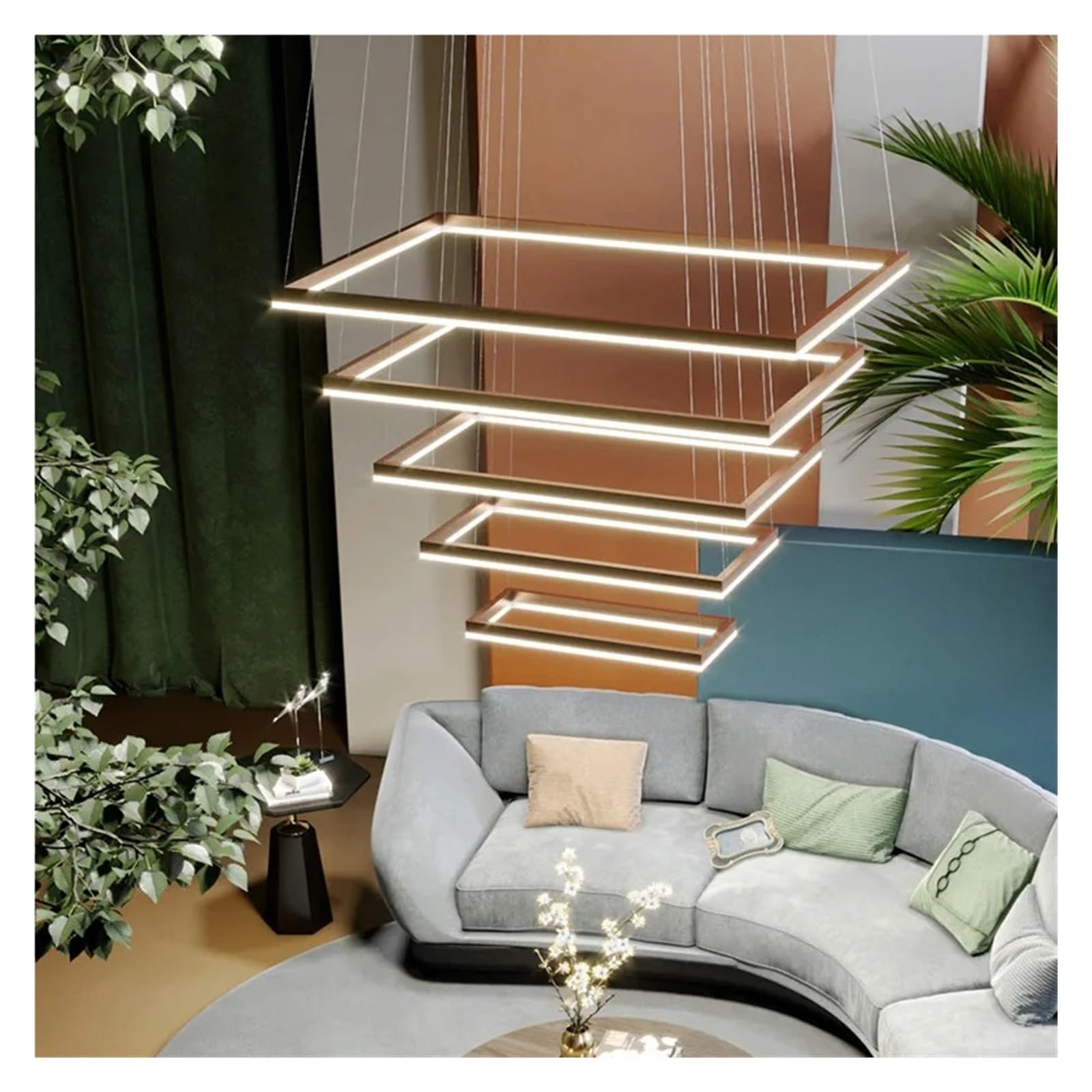 PCXEHUYP Duplex Floor Chandelier Staircase Villa Modern Simple Nordic Engineering Leap Rotating Living Room Hall Ceiling Lamp