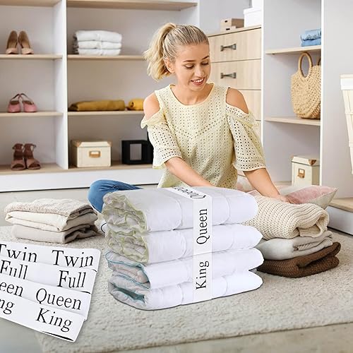 Miniatura 5 de 24 PCS Bed Sheet Organizer Bands, Bed Sheet Keepers, King, Queen, Full, Twin Size Sheet Organizer, Elastic Linen Labels for Bed Sheet Sets and