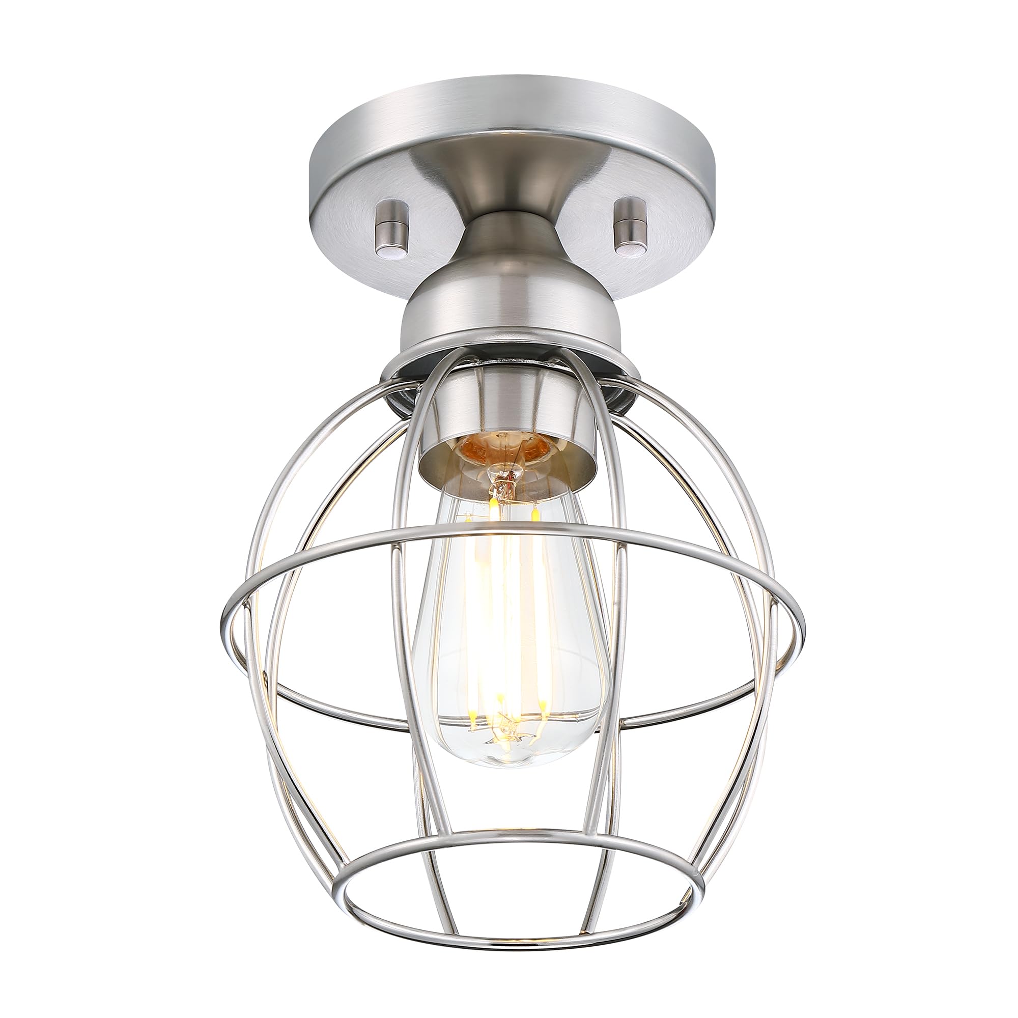 Farmhouse Ceiling Light Fixture Vintage Semi Flush Mount Ceiling Light Small Metal Cage Lighting Lamp for Hallway Entryway
