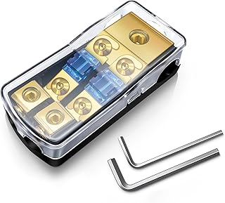 2 Way Mini ANL Fuse Holder, Copper 0/2/4 Gauge to 4/6/8 Gauge 60 Amp Fuse Distribution Block for Car Truck Boat Audio Stereo Amplifier