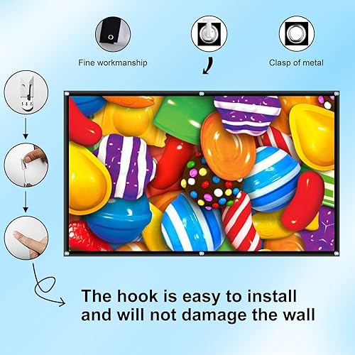 Miniatura 3 de Pantalla de proyección portátil al aire libre 150 pulgadas 169 Soporte antiarrugas plegable Proyección de doble cara para cine en casa