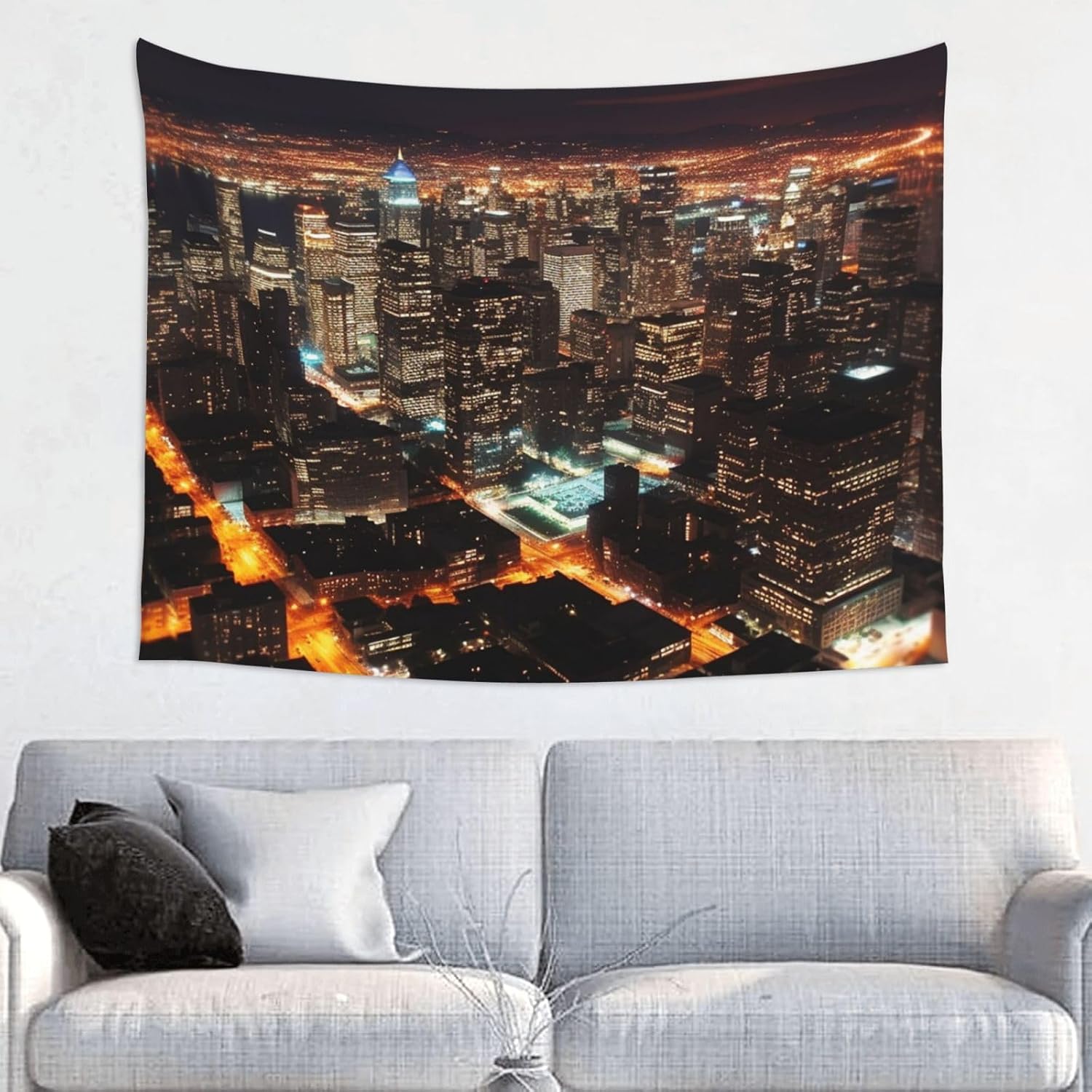WSOIHFEC Tapestry Wide Wall Hanging City Lights Tapestry Vintage Lightweight Wall Blanket Funny Tapestry Wall Art Home Decor Soft Mural for Bedroom Dorm Living Room 29 X 37 Inch