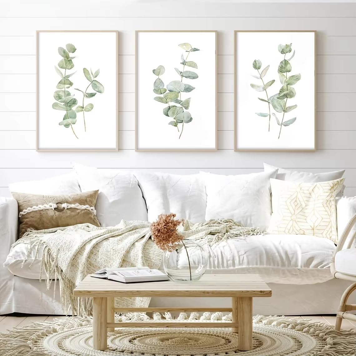 DFZEWKI Modern Boho Leaves Abstract Shape Illustrations Wall Art Canvas Painting Poster Picture For Living Room Home Decor(30x40cm(12x16in) x3/No frame)