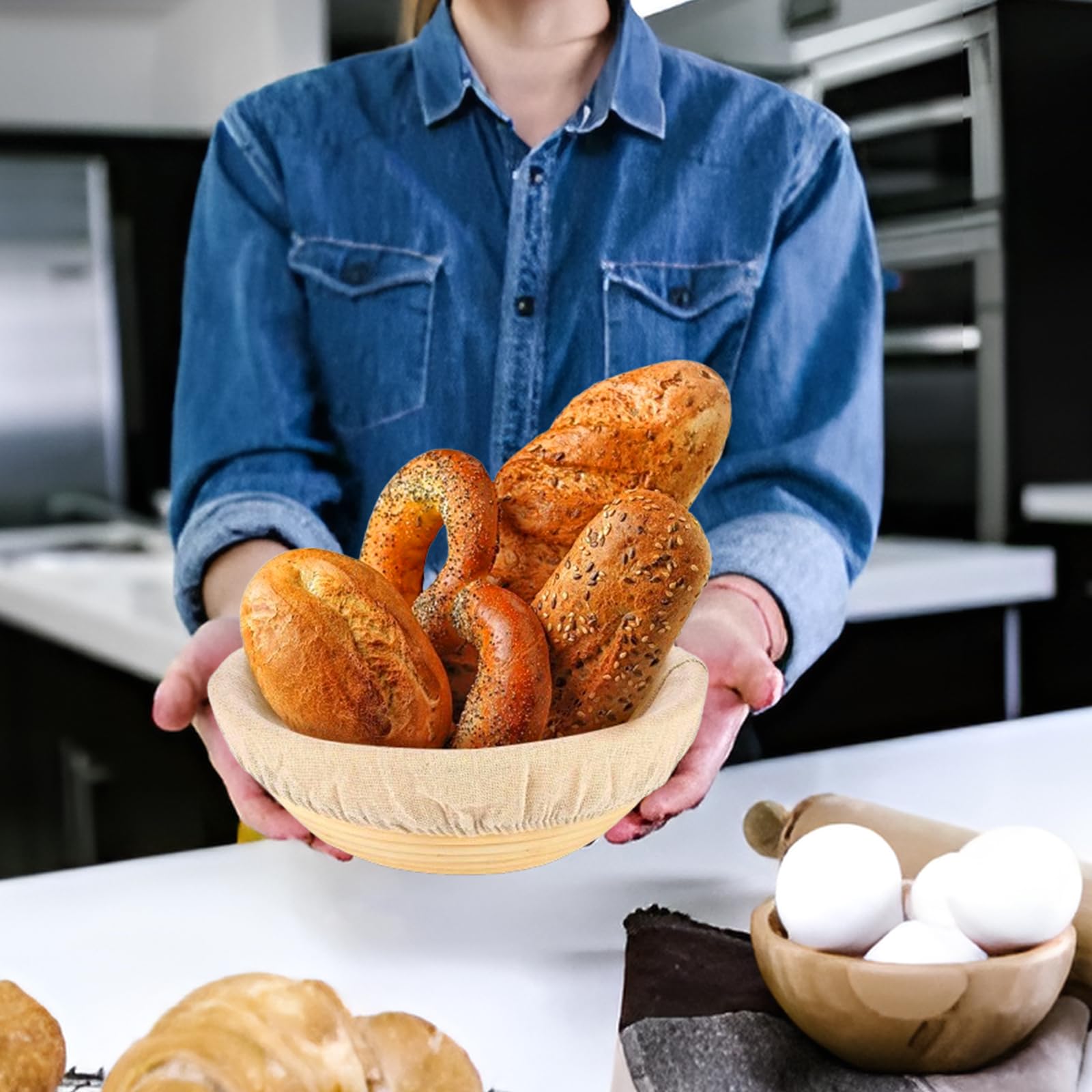 Banneton Pour Pain Glimsax Banneton Lot De 2 Corbeilles à Levain Ovales De 25,4 Cm Pour La Cuisson Du Pain, Accessoires Et Outils De Démarrage, Cadeaux Pour Boulangers Banetton à Pain