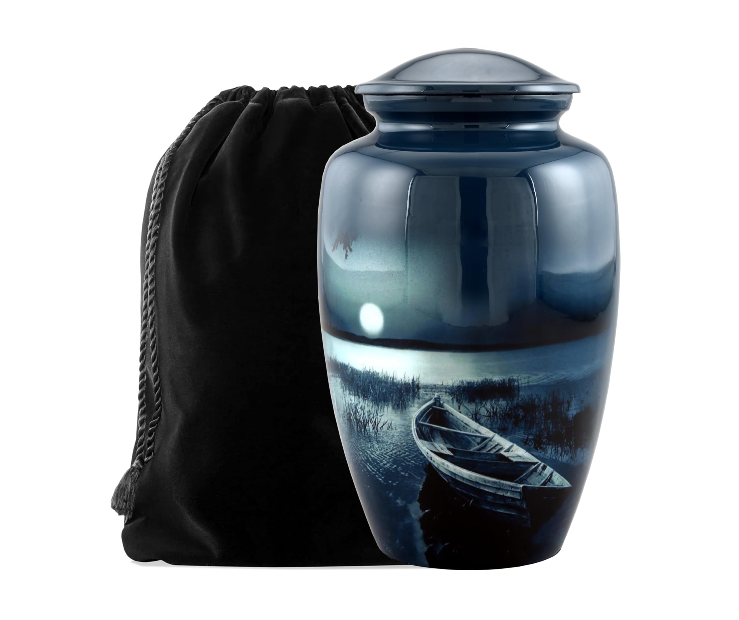Boat Urn with Velvet Bag, Urns for Human Ashes Adult, Memorial Urns for Human Ashes, Decorative Urns, Cremation Urn for Adult Ashes, 200LB Urn for Ashes with Velvet Bag (Boat, 10.5 inches, Boat)