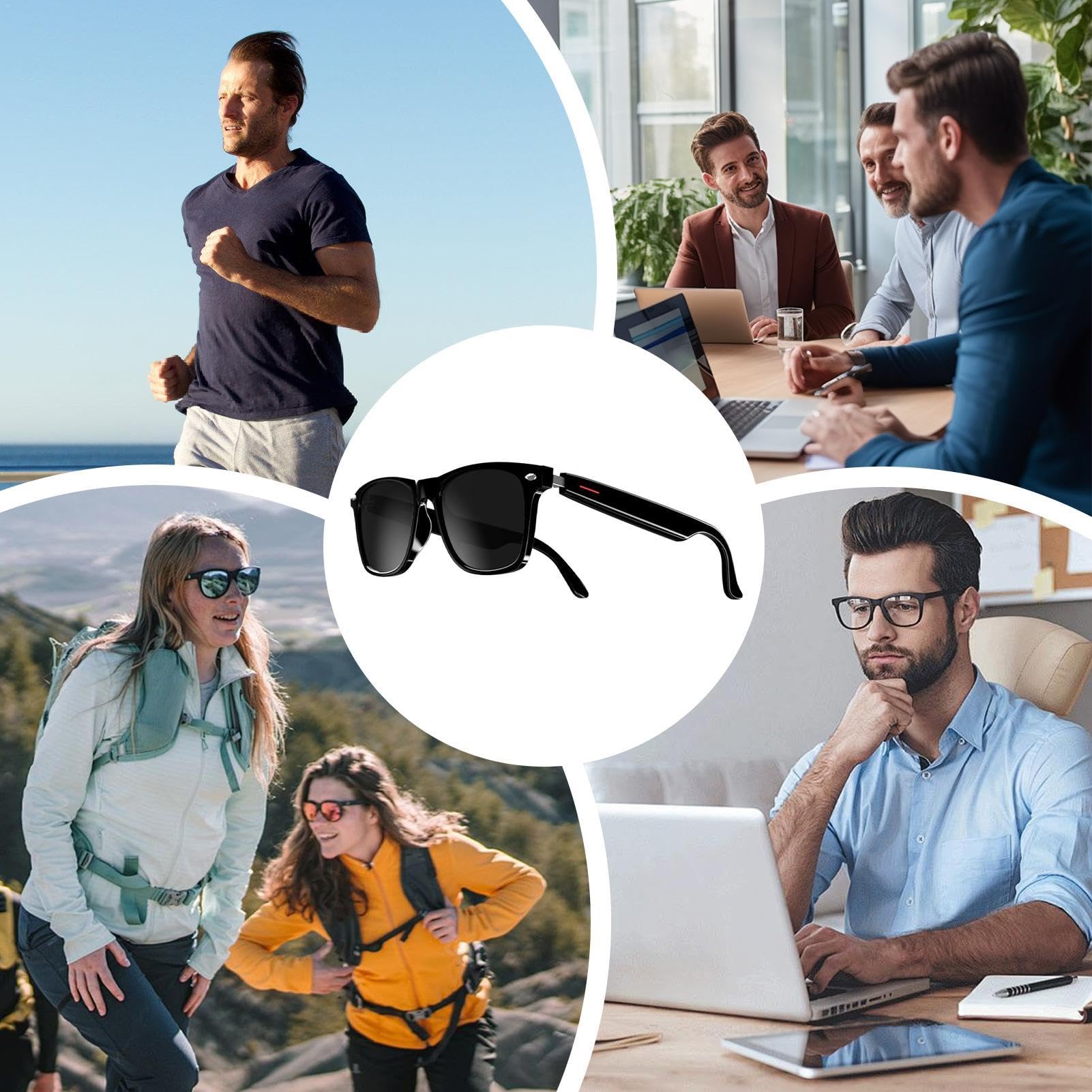 Smart Glasses, Wireless Audio Glasses, Indoor Entertainment Glasses, Glasses with Speakers, Wireless Audio Glasses Smart Glasses Speakers with Long Battery Life for Outdoor Activities