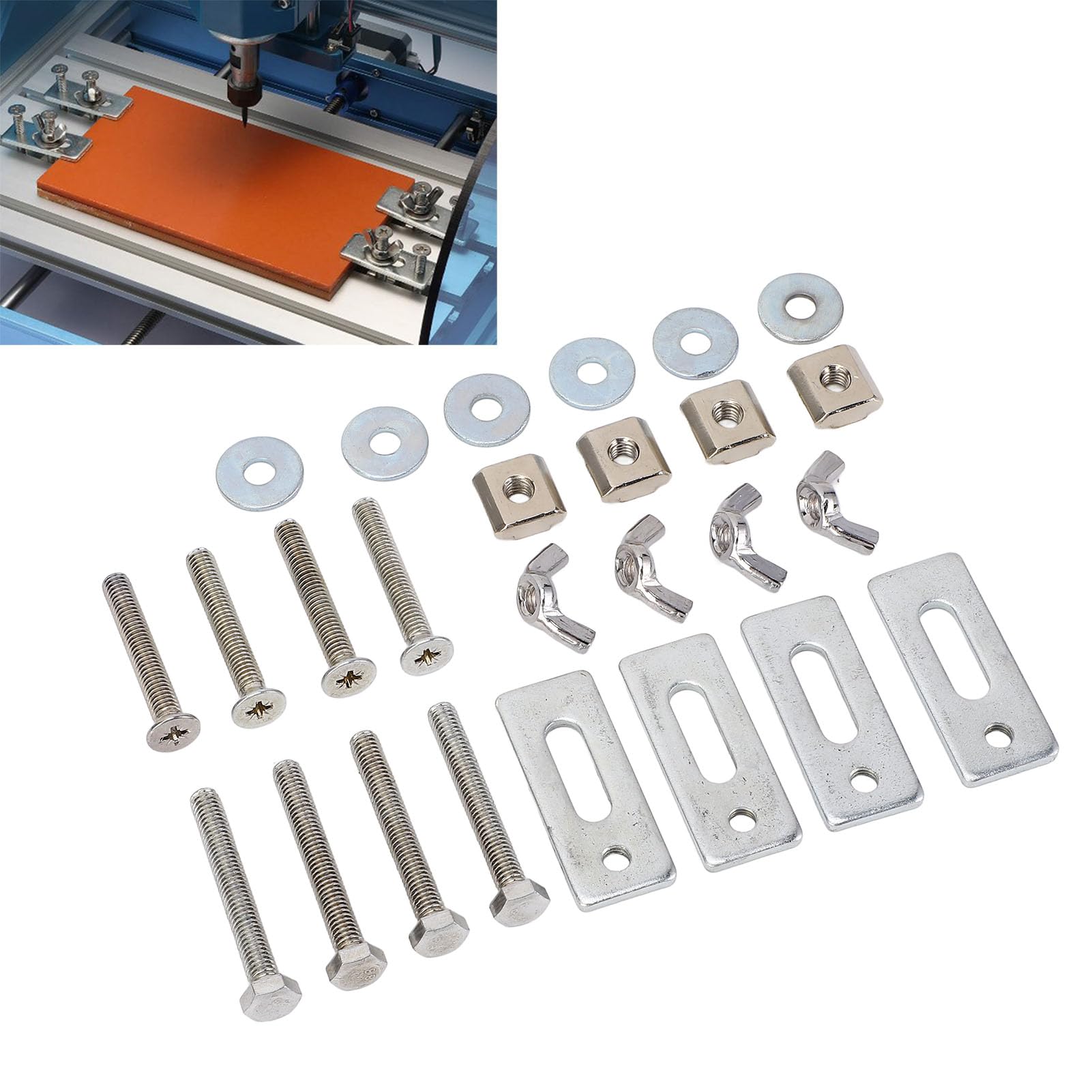 Jeanoko 4PCS T Track, Mini Hold Down Clamp, Zinc Aluminum Alloy CNC Router for Woodworking Metal Processing