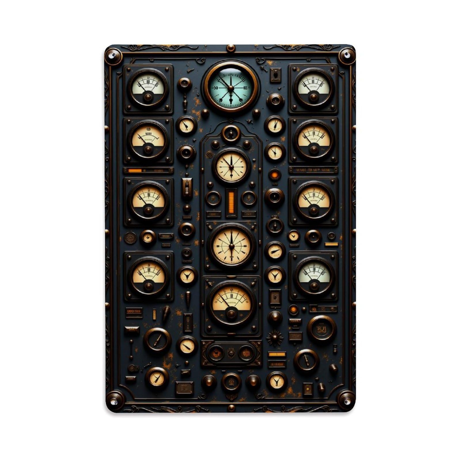 Enderetf Vintage Steampunk Clock Panel Design Tin Sign Metal Poster, Home Bar Garage Man Cave Cafe Indoor & Outdoor Wall Decoration 8X12inches