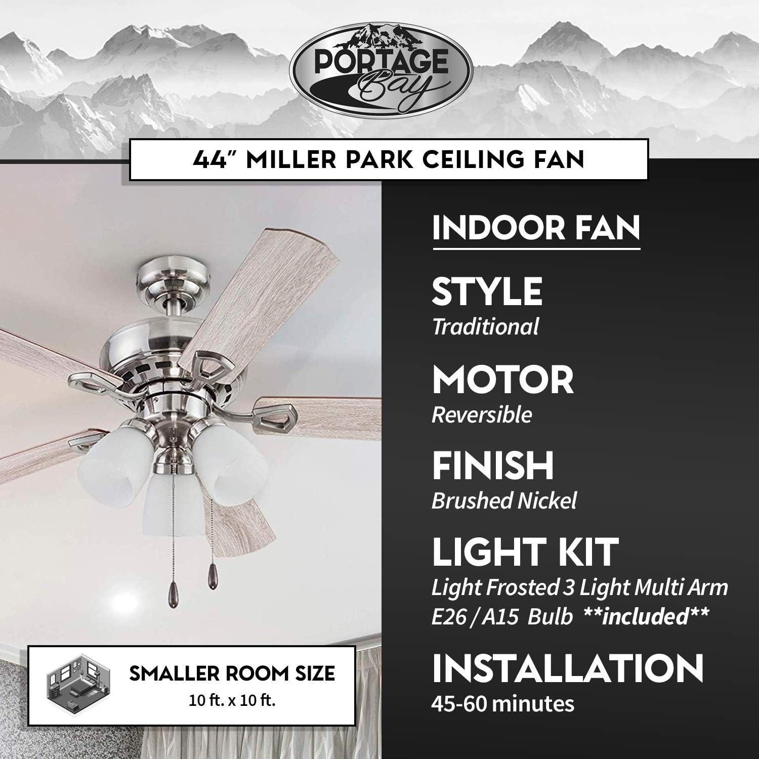 Discount 90% Portage Bay 51442 Miller Park Ceiling Fan, 44, Bronze Discount 70% Portage Bay 51442 Miller Park Ceiling Fan, 44, Bronze
