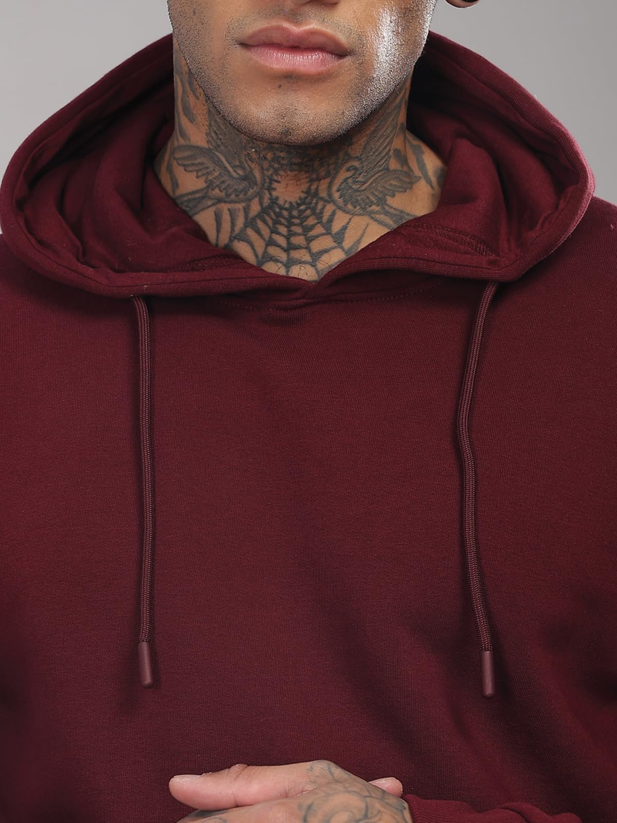 ADRO Sudadera con capucha de algodón para hombre, Granate, Medium