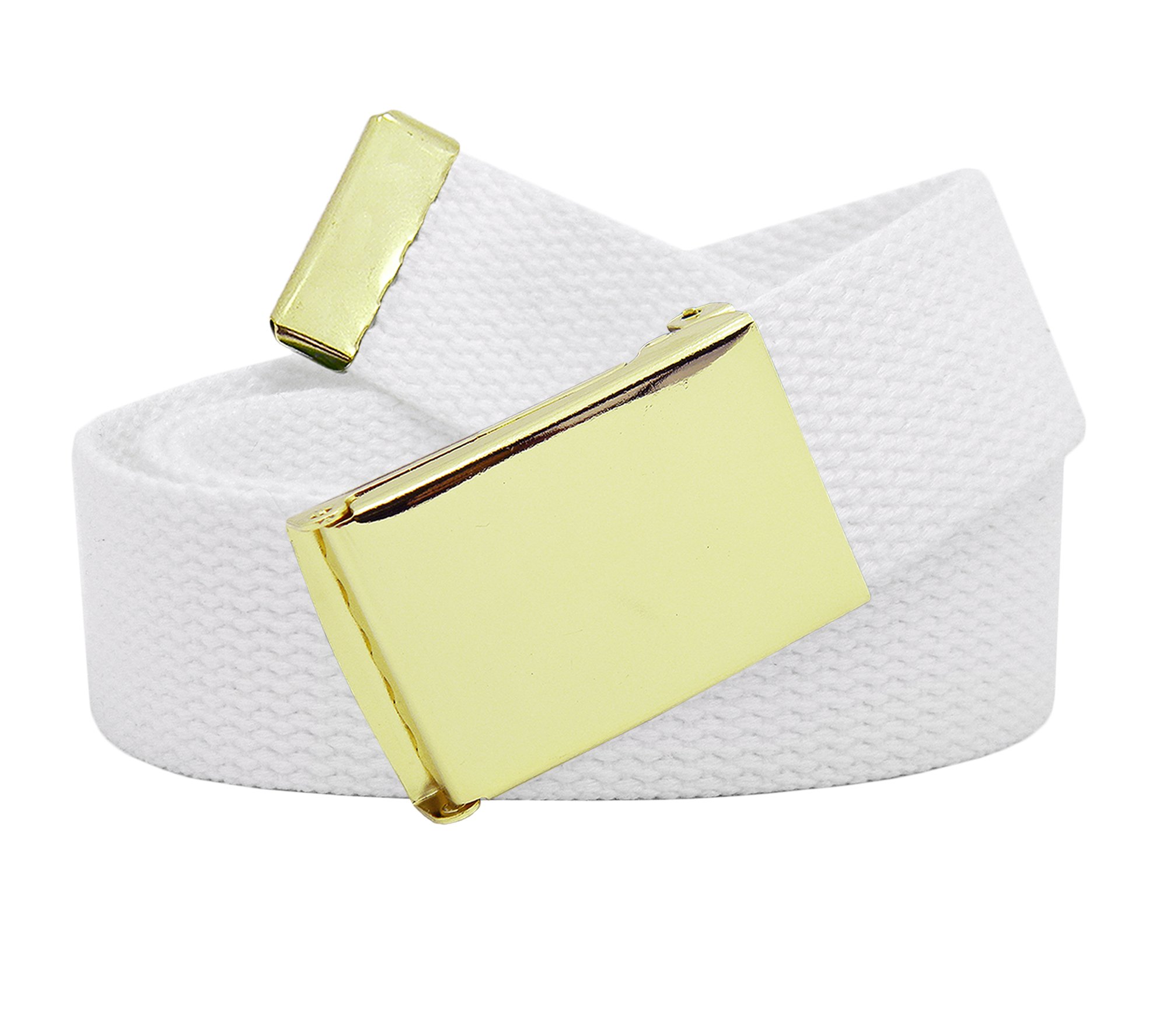 Build A Belt Men's 1.25" Wide Gold Flip Top Belt Buckle with Canvas Web Belt