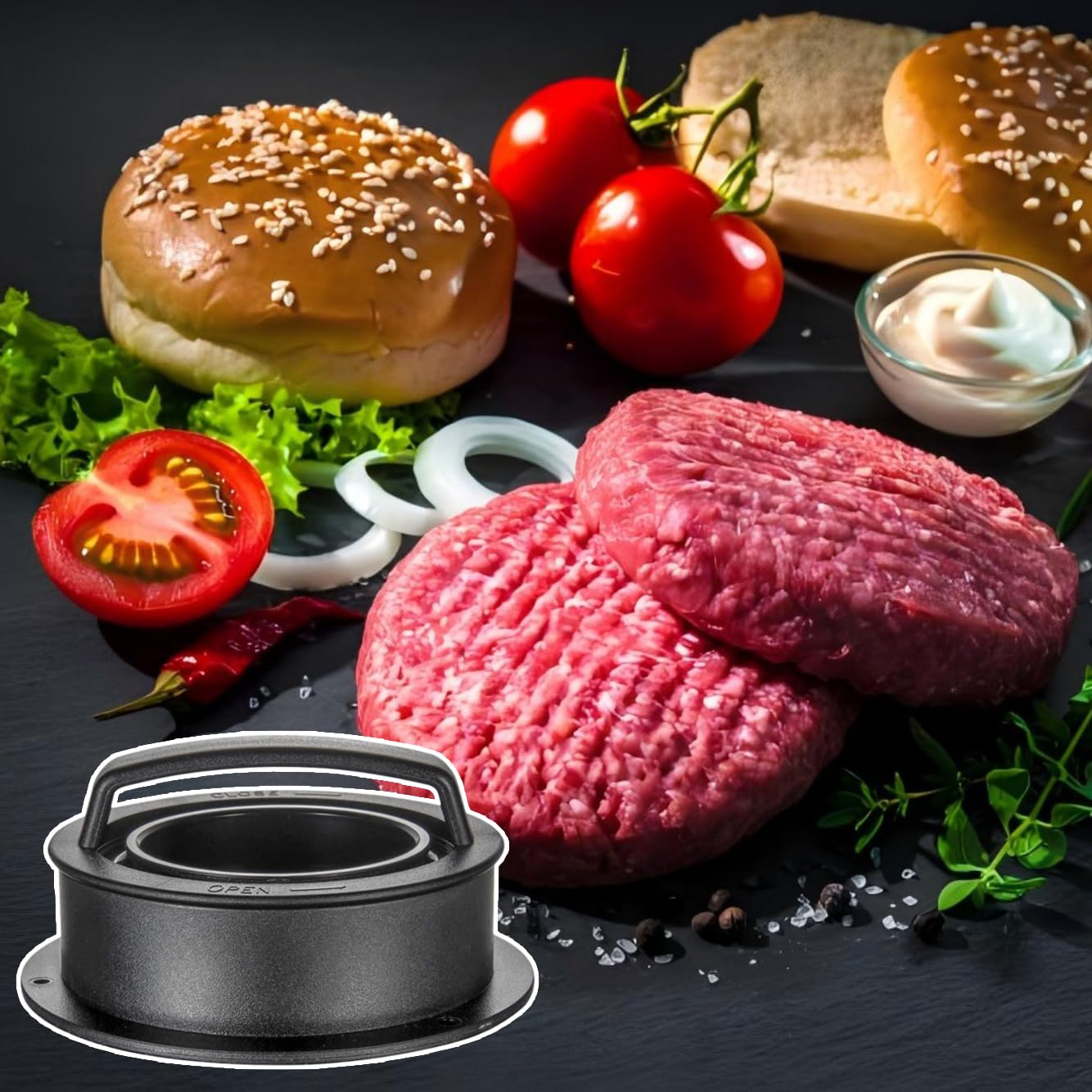 Presse à Hamburger HAHAYOO 3 En 1 - Avec 100 Papiers Cirés - 3 Tailles