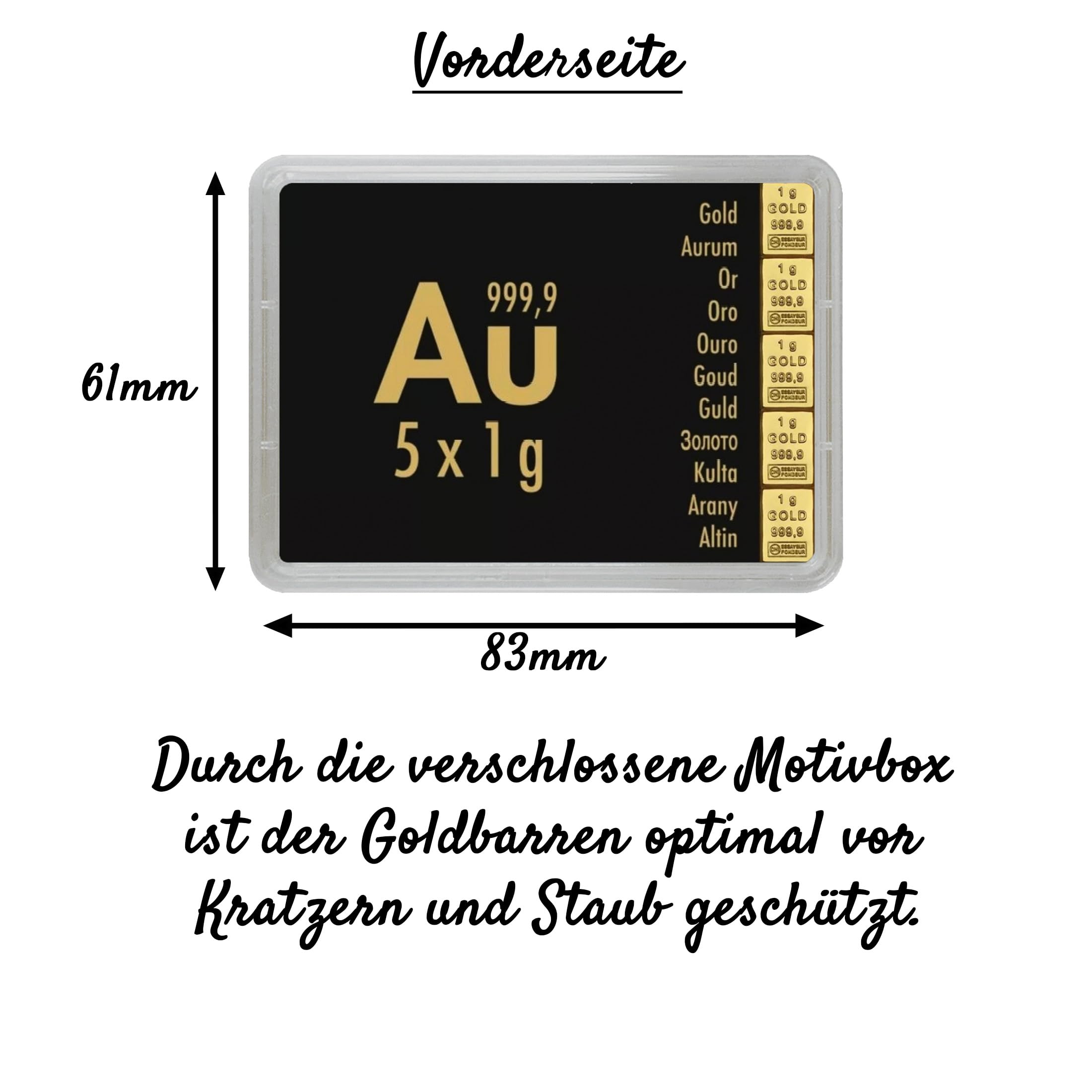 Goldstücke24 Gold zum Verschenken – Goldbarren in Motivbox-Echtheitsgarantie-Tolle Geschenkidee-Feingold 999,9 (5g Gold)