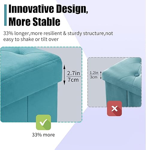 Miniatura 19 de BRIAN & DANY Banco otomano plegable de almacenamiento, otomana con almacenamiento, reposapiés, asiento para dormitorio, sala de estar, entrada,