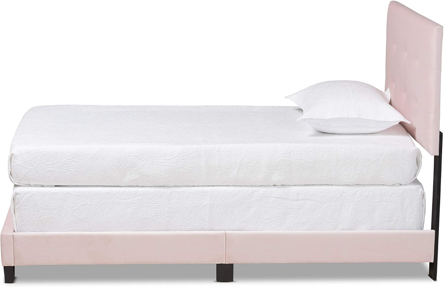 Baxton Studio Caprice Beds (Box Spring Required), Twin, Light Pink/Black