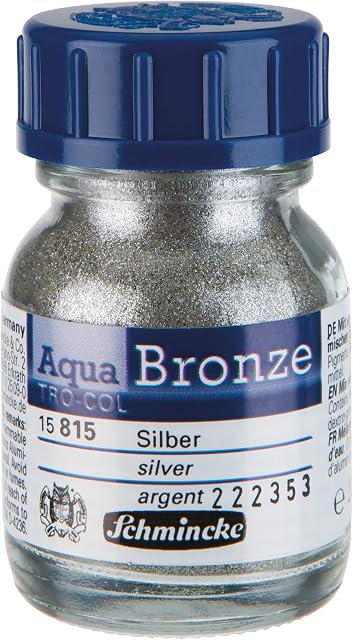 Schmincke - Aqua-Bronze, silver, 20 ml, 15 815 032, shiny metallic effects on gouache and watercolour paintings, paper, cardboard, painting board, canvas