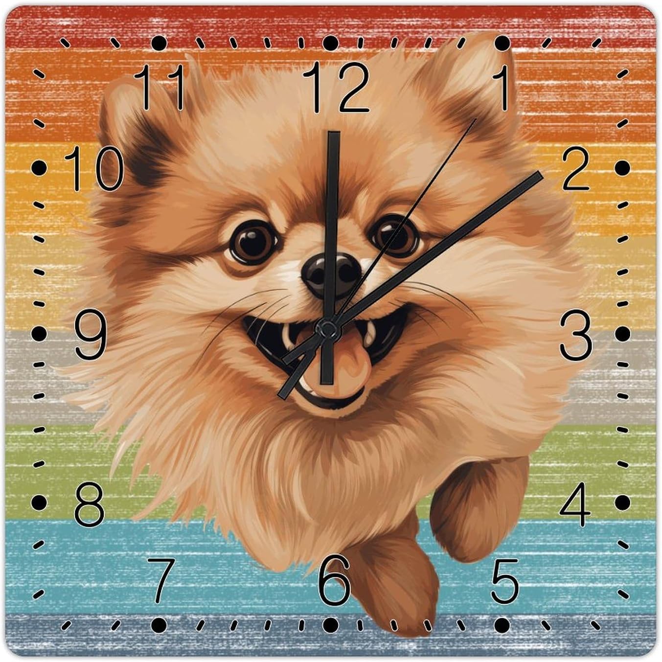 Bernese Mountain Dog Rainbow Dog Wooden Wall Clock Bernese Mountain Dog Cute Funny Peeking Dog Puppy Clocks Battery Silent Wood Wall Clocks Gay Pride Parade Gift Wooden Clock 12x12in