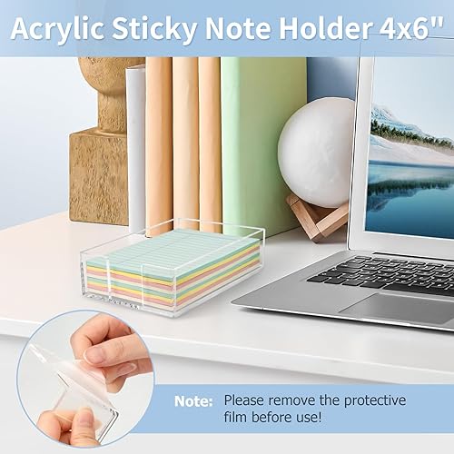 Miniatura 9 de Soporte para notas adhesivas de acrílico, 3 x 3, soporte para bloc de notas acrílico transparente, dispensador de notas adhesivas acrílicas para