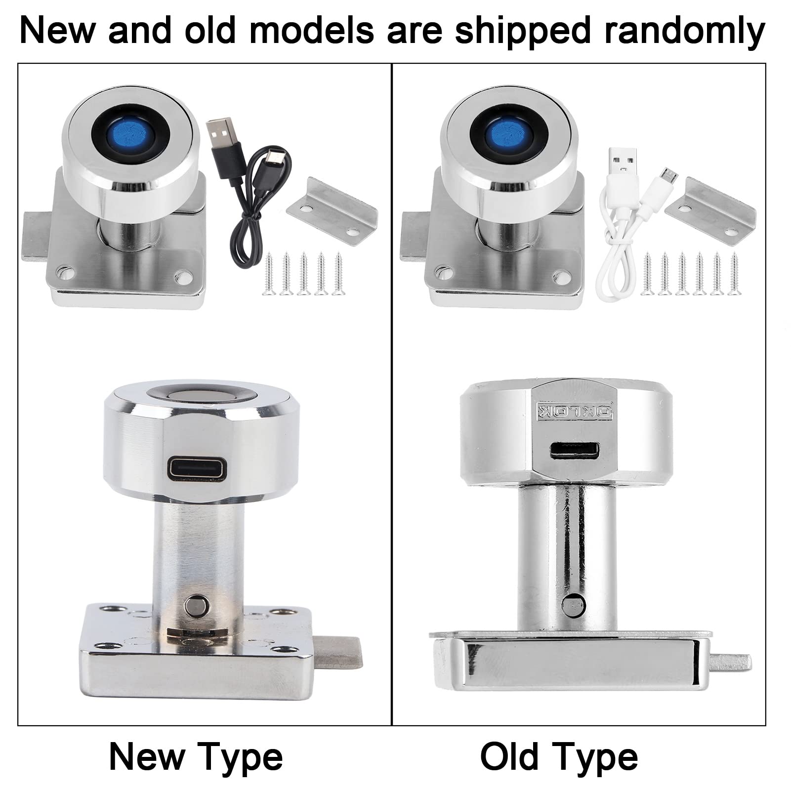 Smart Fingerabdruck Schloss Diebstahlsicherung Schlüsselloses Schloss 20 Fingerabdruck USB Aufladen, Schrankschlösser für Kleiderschrank Schublade für Zuhause und Büro