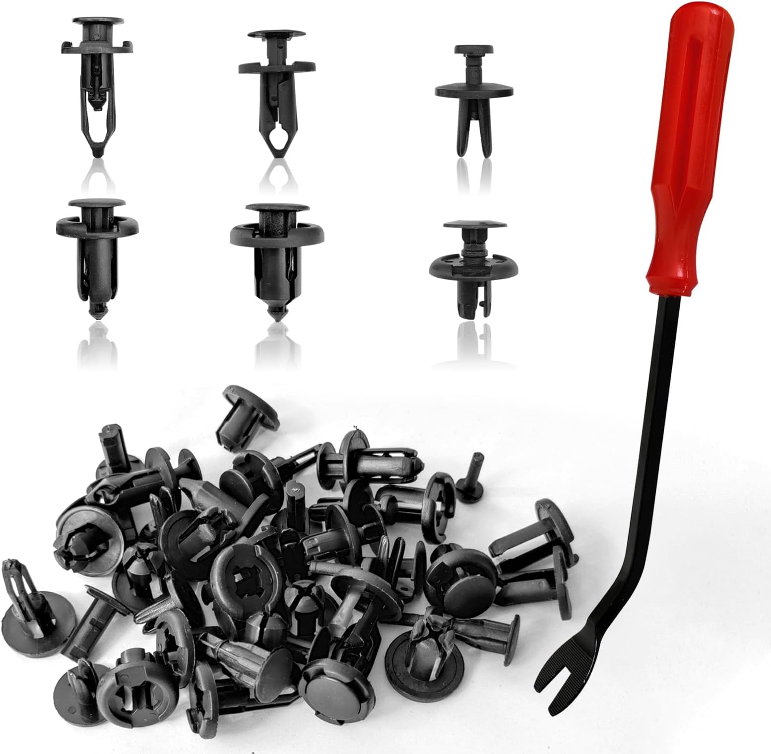 120pcs Retainer Clips Push Type Fasteners 6.8mm 8mm 9mm 10mm - Expansion Screws Replacement Kit with Remover Tool Bumper Push Rivet Clips Compatible with GMC Ford Toyota Honda Chrysler Acura