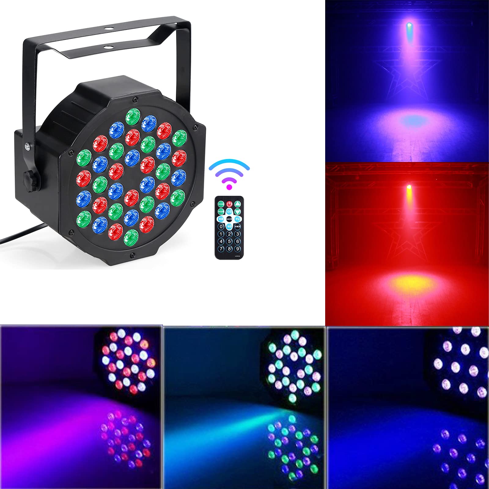 Par Led - RGBW Luci Discoteca Luci da Palco 36W Luci del Palcoscenico LED Fase Della Luce con 5 Modalità di Controllo e Telecomando per Club Bar KTV Show Party Disco DJ Christmas Halloween Matrimonio