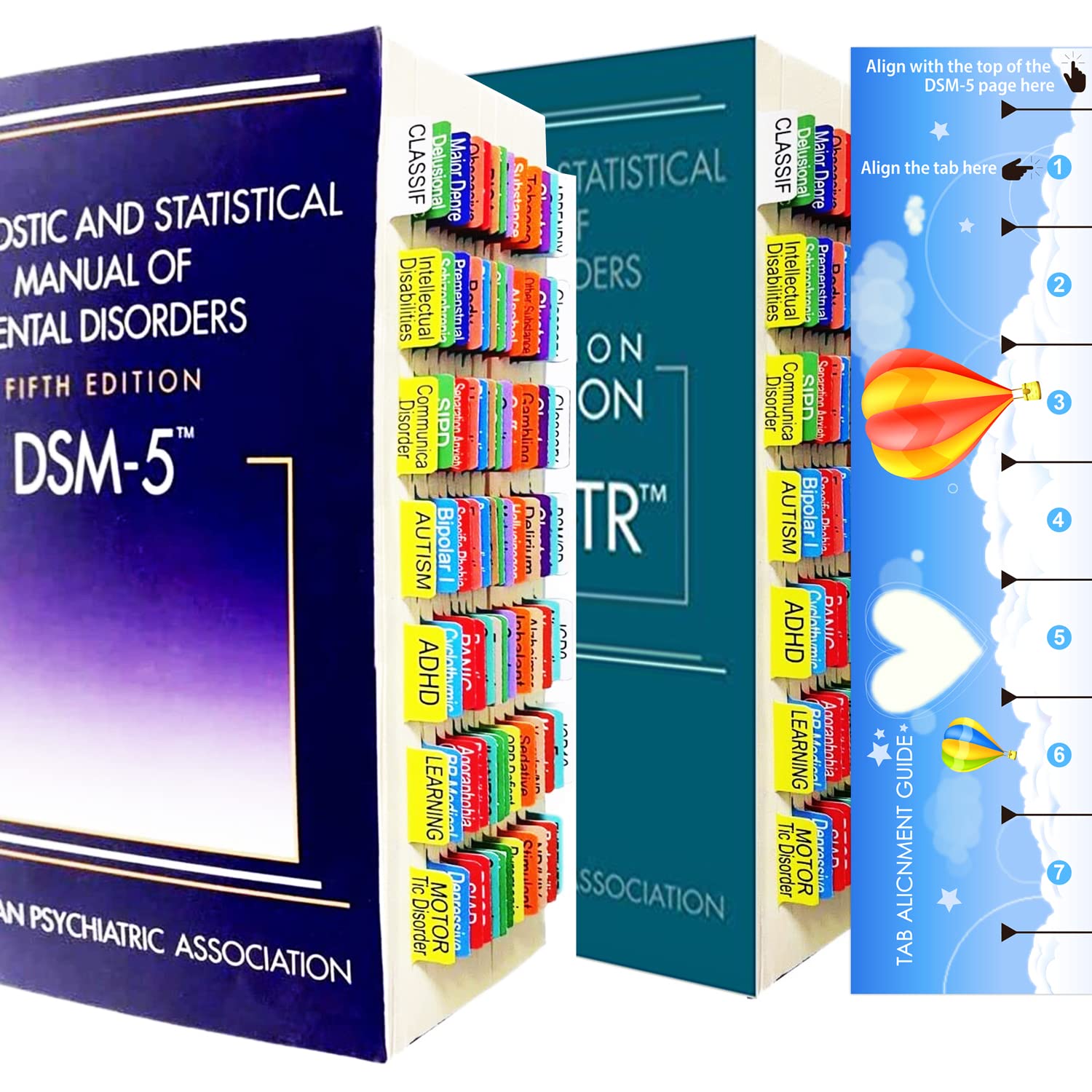 Index Tabs for DSM-5, 96 Diagnoses Disorders Guide Colored Tabs with Page Markers and Alignment Guide