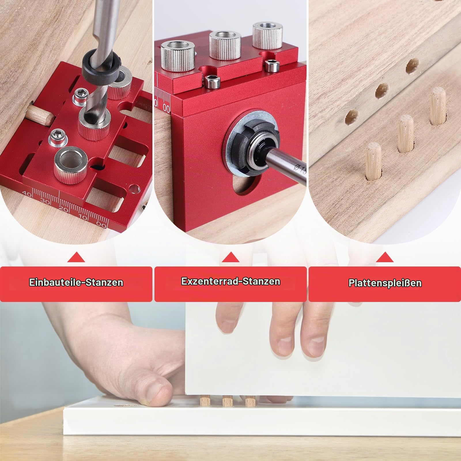 EFUTURETIME 3-in-1 Bohrschablone 6/8/10/15mm Dübelschablone Taschenloch