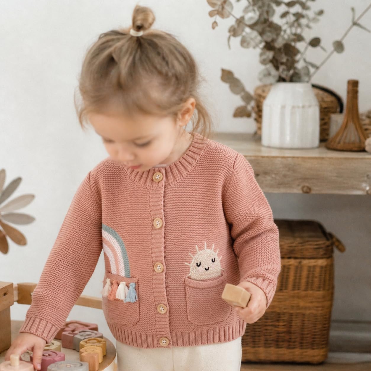 Baby Cardigan 100% Cotton Toddler Outwear Embroidery Rainbow Sun Warm Sweater Long Sleeve Knit Coats Boy Girl Clothes