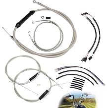 16" Ape Hanger Dyna Cables Kit Handlebar Extended CAN-Bus/Turn Signal Wires/Clutch/Throttle Cables/Brake Line for 2012-2017 Non-ABS Street Bob Super Wide Glide Switchback ModelsChrome