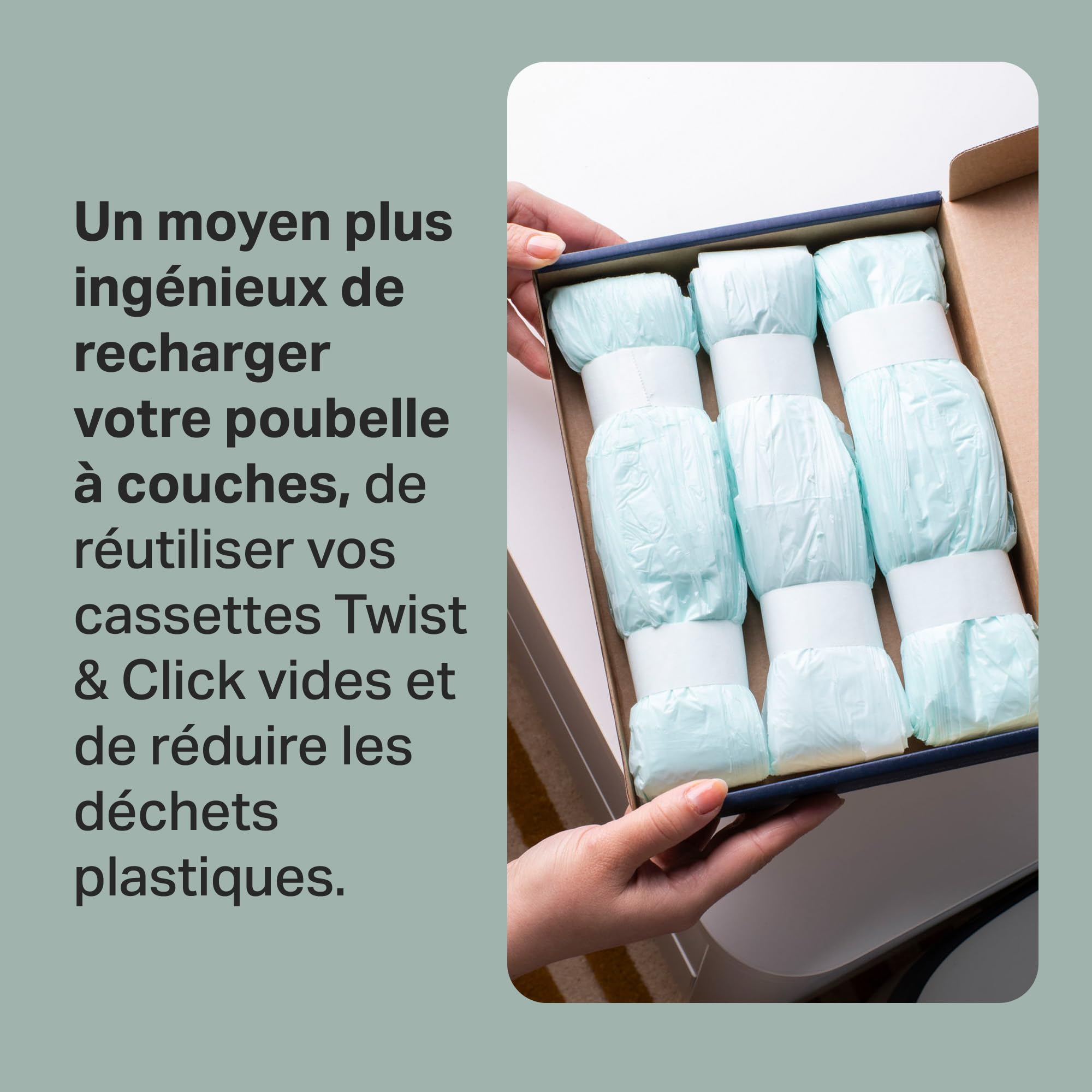Tommee Tippee Film de Recharge Poubelle à couches Twist & Click, Lot de 6, 10,5m, Antibactérien