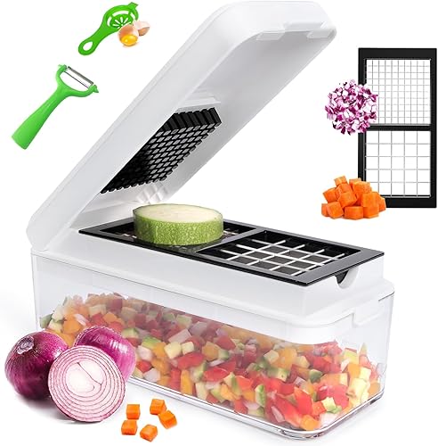 Picador de verduras, picador de alimentos multifuncional, cortador de cebolla 4 en 1, cortador de verduras, picador de cebolla, cortador de