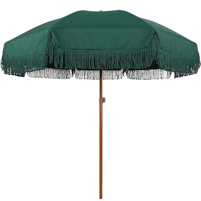 Buy AMMSUN 7ft Patio Umbrella with Fringe Outdoor Tassel Umbrella UPF50