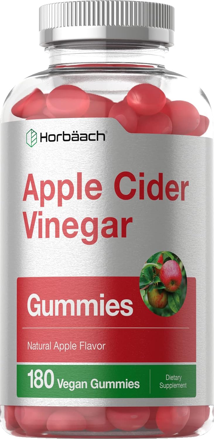 Apple Cider Vinegar Gummies | 180 Count | ACV Supplement | Natural Apple Flavor | Vegan, Non-GMO, Gluten Free Gummies for Adults | by Horbaach