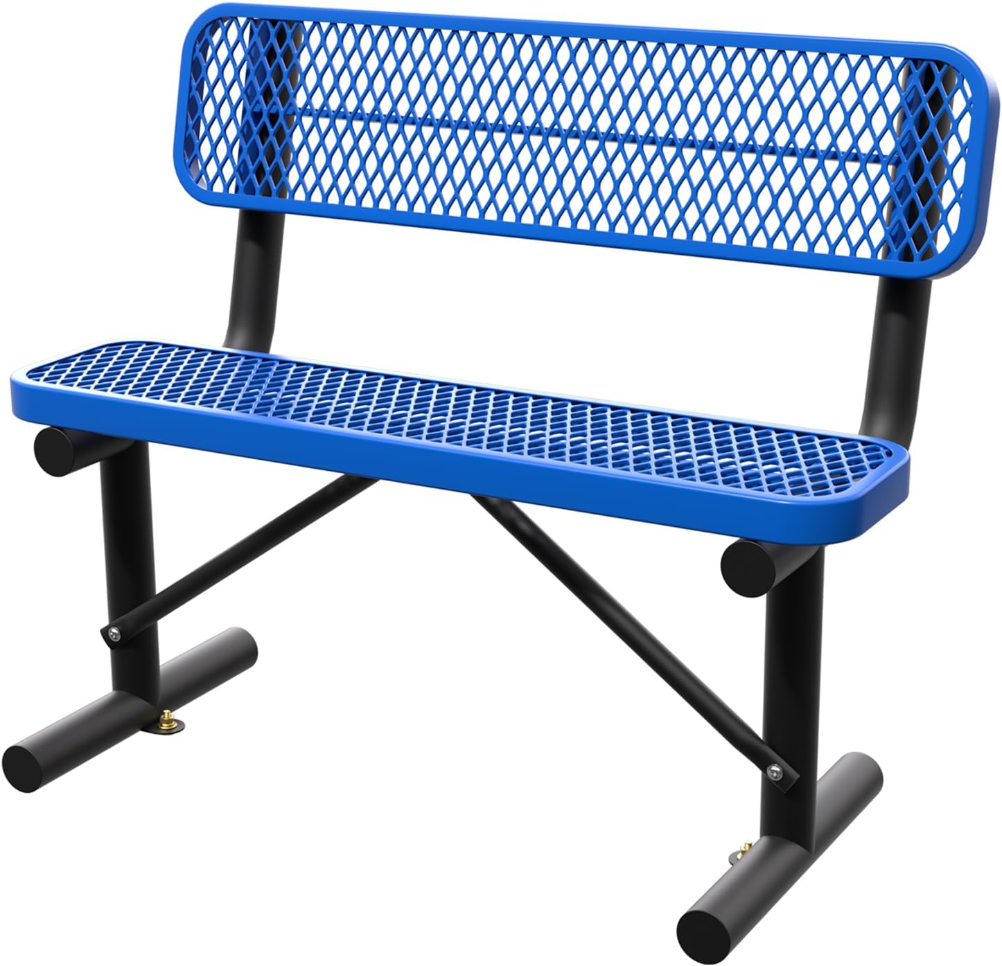 6ft Park Bench for Outside,Heavy Duty Patio Garden School Commercial Benches,Weatherproof Outdoor Bench Blue Metal Park Bench, Outdoor Steel Bench with Backrest,72.4x23.2x32.5inch