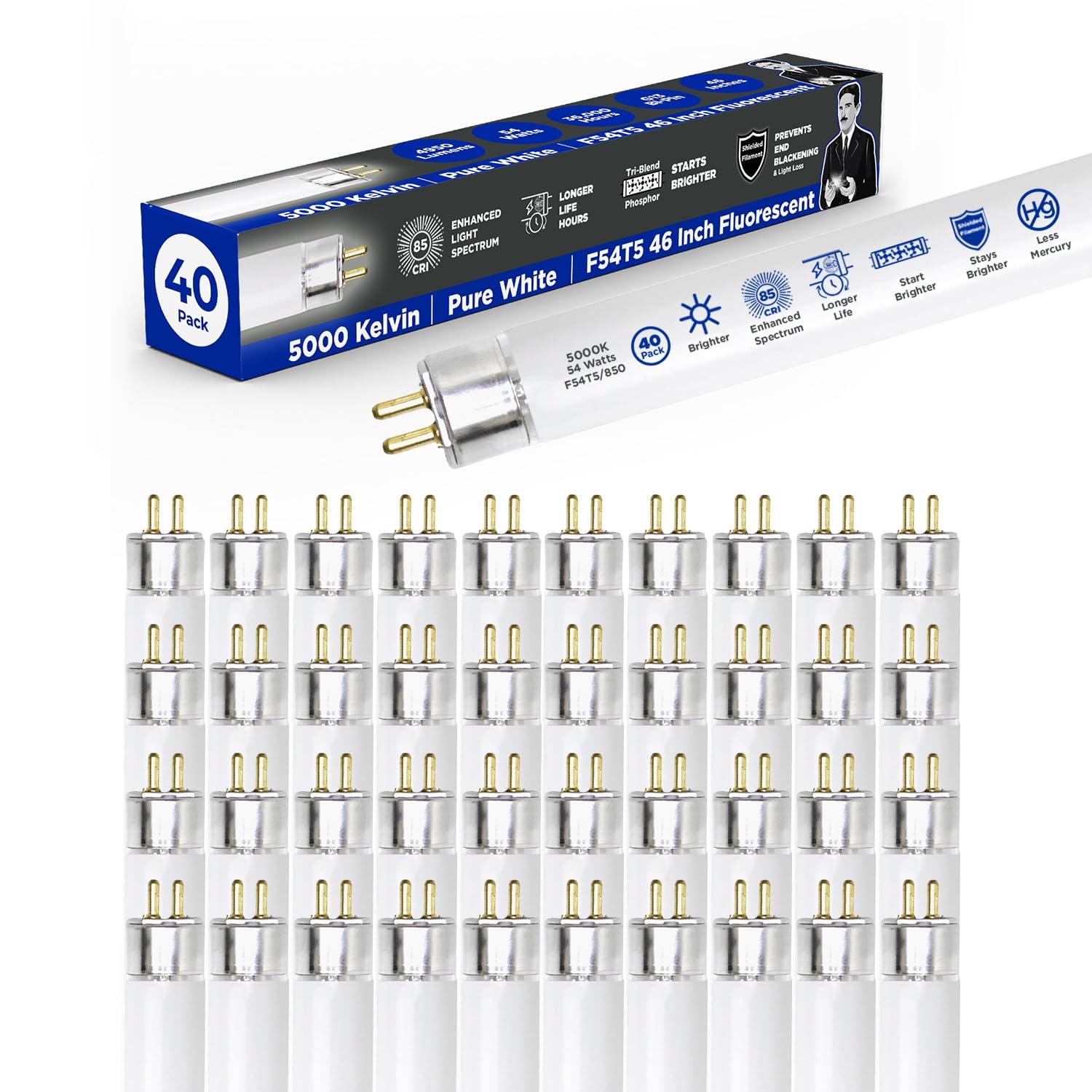 GoodBulb 54W 46 Inch T5 Fluorescent Light Bulb | 5000K Daylight